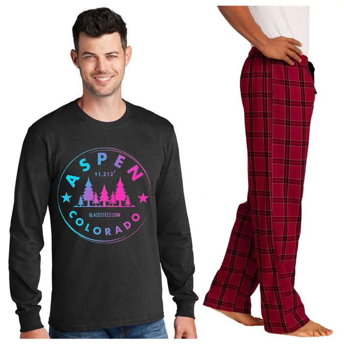 Aspen Colorado Retro Big Mountain Forest Long Sleeve Pajama Set