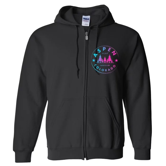 Aspen Colorado Retro Big Mountain Forest Full Zip Hoodie