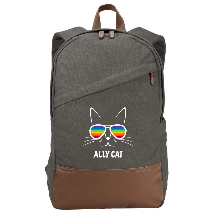 Ally Cat Rainbow Sunglasses Gift Cotton Canvas Backpack