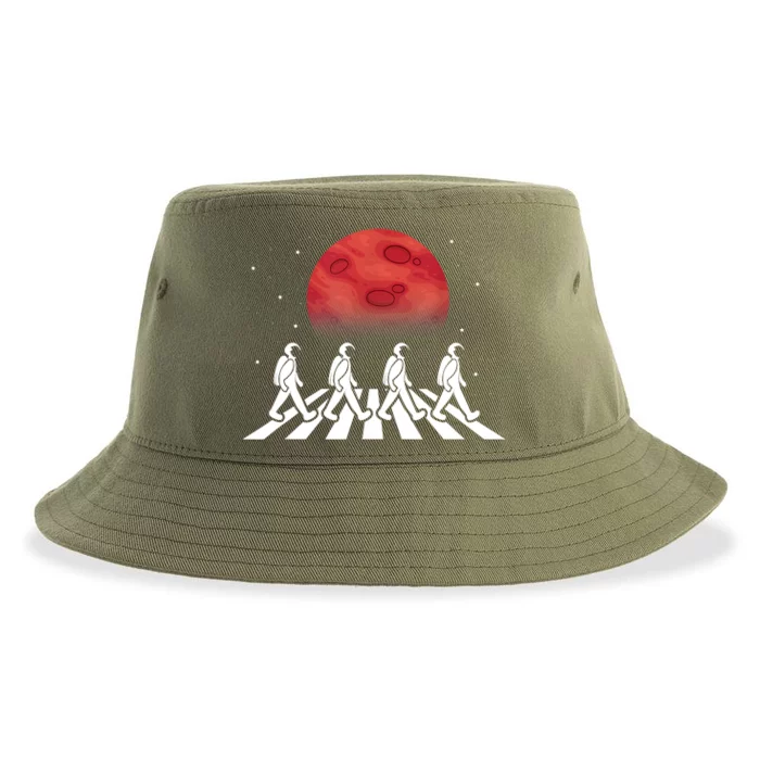 Astronaut Crossing Road Mars Planet Cosmonaut Spaceman Sustainable Bucket Hat