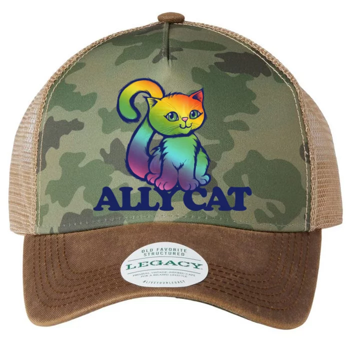 Ally Cat Retro Rainbow Lgbtq Cool Gift Legacy Tie Dye Trucker Hat