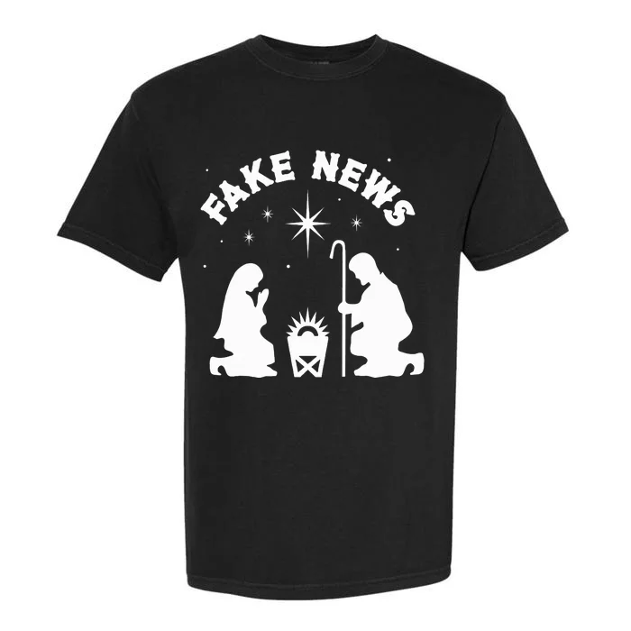 Anti Christmas Religion Atheist Fake News Nativity Scene Garment-Dyed Heavyweight T-Shirt