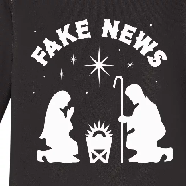 Anti Christmas Religion Atheist Fake News Nativity Scene Baby Long Sleeve Bodysuit