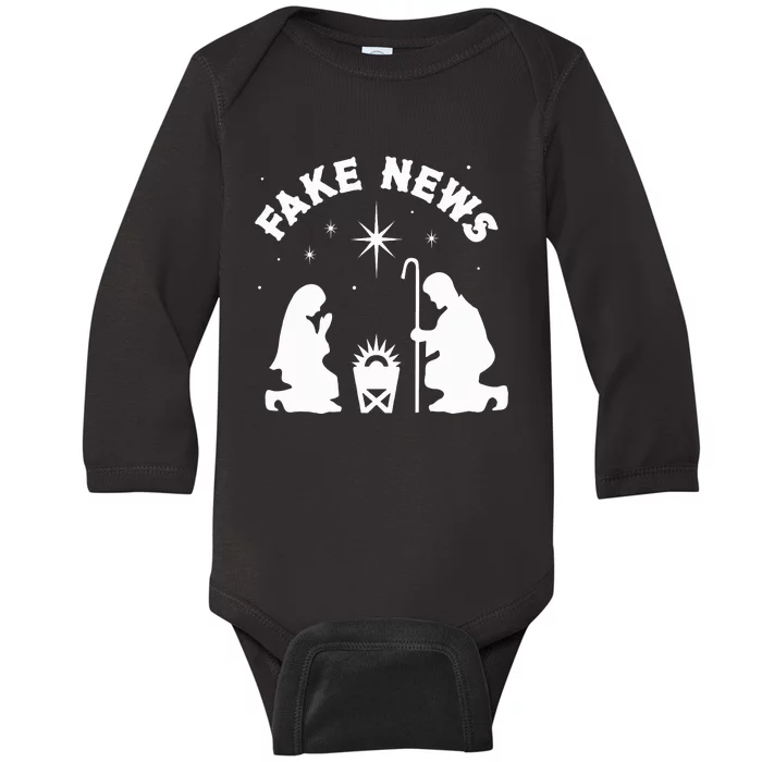 Anti Christmas Religion Atheist Fake News Nativity Scene Baby Long Sleeve Bodysuit