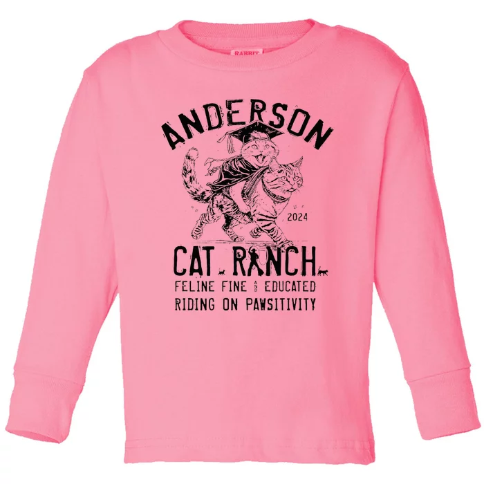 Anderson Cat Ranch Educated Graphic Toddler Long Sleeve Shirt