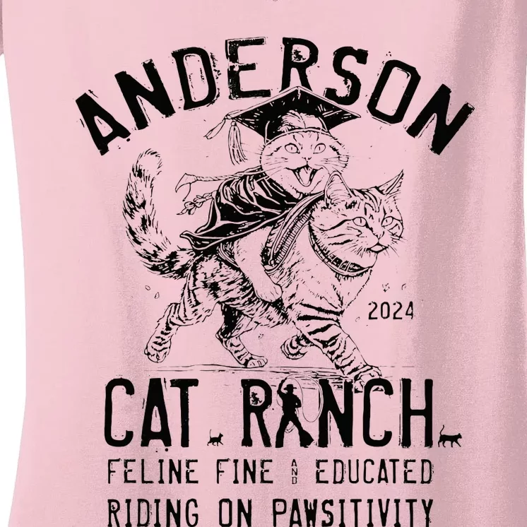 Anderson Cat Ranch Educated Graphic Women's V-Neck T-Shirt