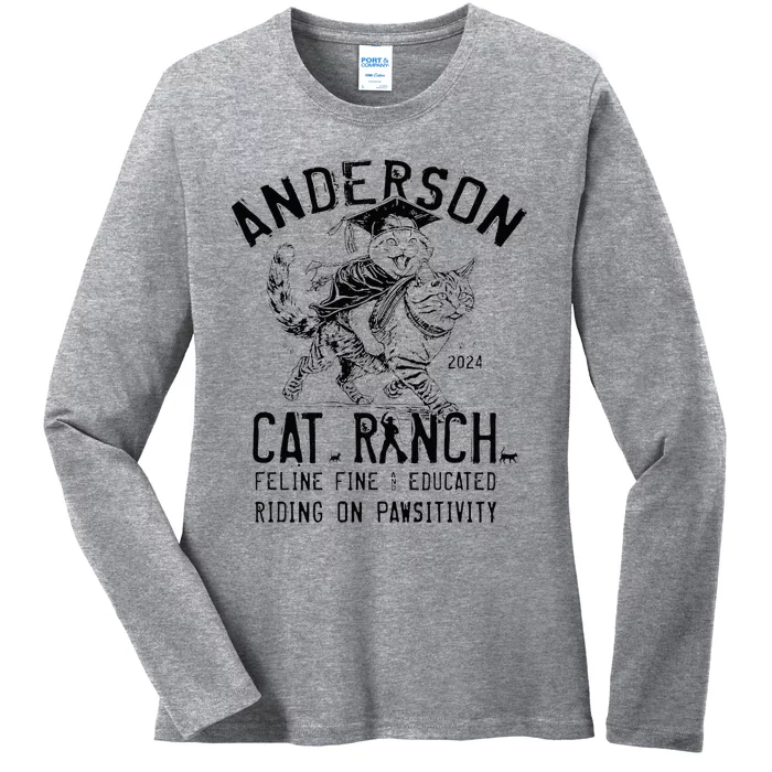 Anderson Cat Ranch Educated Graphic Ladies Long Sleeve Shirt