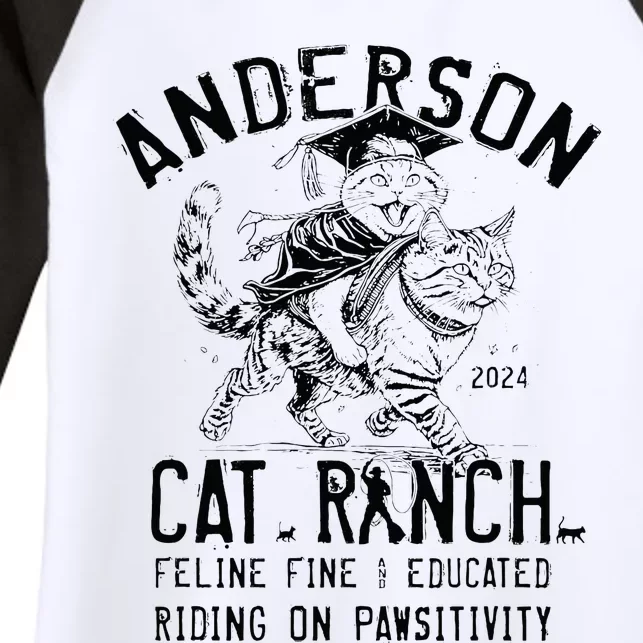 Anderson Cat Ranch Educated Graphic Women's Tri-Blend 3/4-Sleeve Raglan Shirt