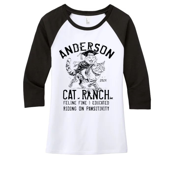 Anderson Cat Ranch Educated Graphic Women's Tri-Blend 3/4-Sleeve Raglan Shirt