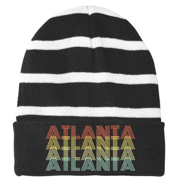 Atlanta City Retro Vintage Hometown Georgia Striped Beanie with Solid Band