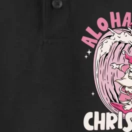 Aloha Christmas Retro Pink Santa Surfing Mele Kalikimaka Dry Zone Grid Performance Polo