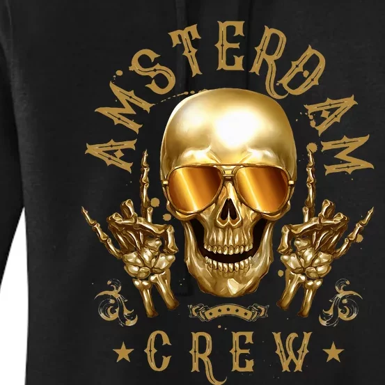 Amsterdam Crew Skull Funny Party Vacation Women's Pullover Hoodie