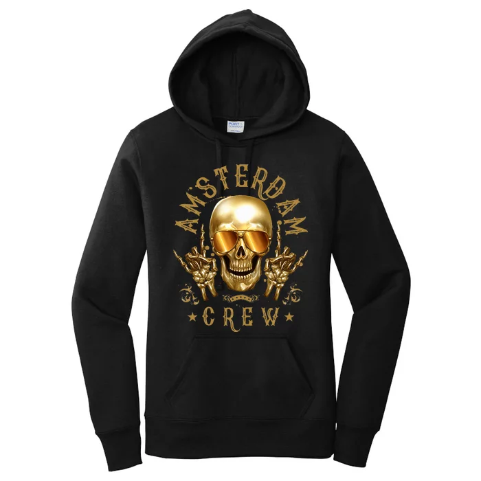 Amsterdam Crew Skull Funny Party Vacation Women's Pullover Hoodie