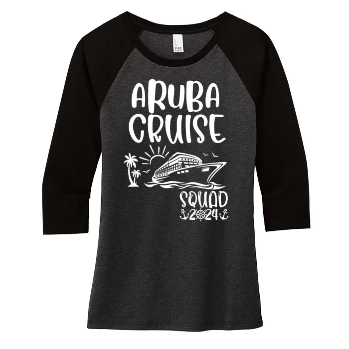 Aruba Cruise Squad 2024 Aruba Holiday Family Matching Cruise Women's Tri-Blend 3/4-Sleeve Raglan Shirt