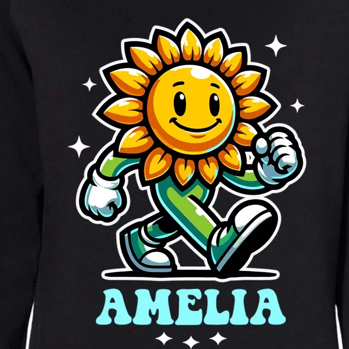 Amelia Cute Sunflower Gift Womens California Wash Sweatshirt