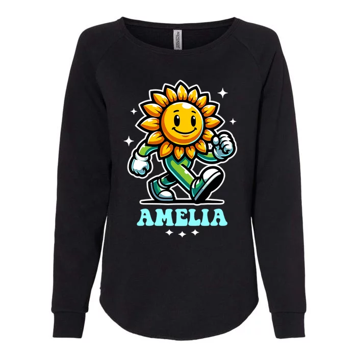 Amelia Cute Sunflower Gift Womens California Wash Sweatshirt