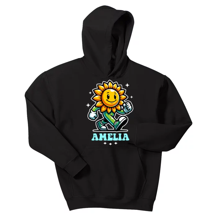 Amelia Cute Sunflower Gift Kids Hoodie