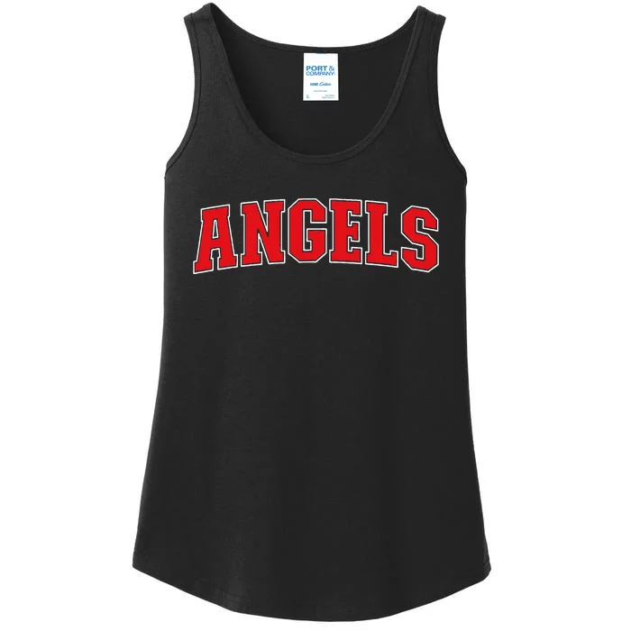 Angels California Souvenir Trip College Style Red Text Ladies Essential Tank