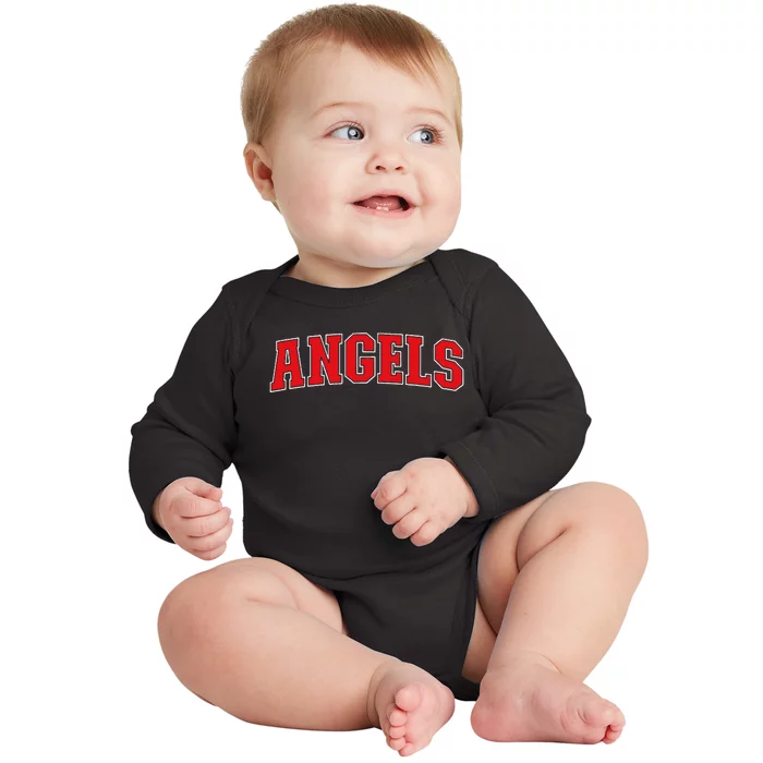 Angels California Souvenir Trip College Style Red Text Baby Long Sleeve Bodysuit