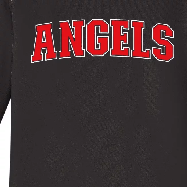 Angels California Souvenir Trip College Style Red Text Baby Long Sleeve Bodysuit