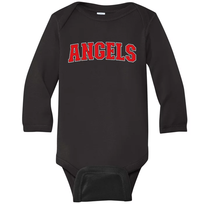 Angels California Souvenir Trip College Style Red Text Baby Long Sleeve Bodysuit