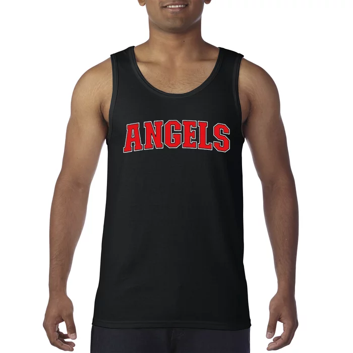 Angels California Souvenir Trip College Style Red Text Tank Top