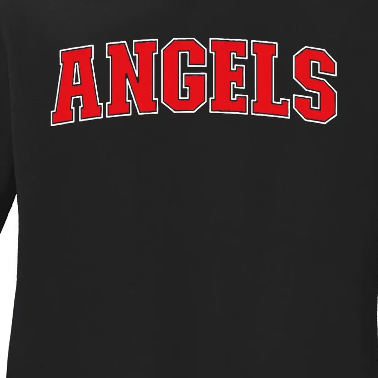 Angels California Souvenir Trip College Style Red Text Ladies Long Sleeve Shirt