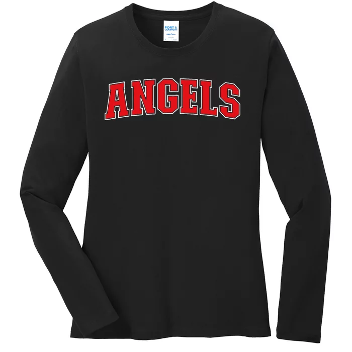 Angels California Souvenir Trip College Style Red Text Ladies Long Sleeve Shirt