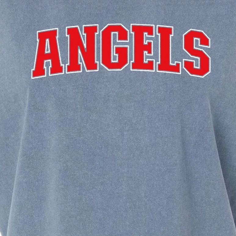 Angels California Souvenir Trip College Style Red Text Garment-Dyed Women's Muscle Tee