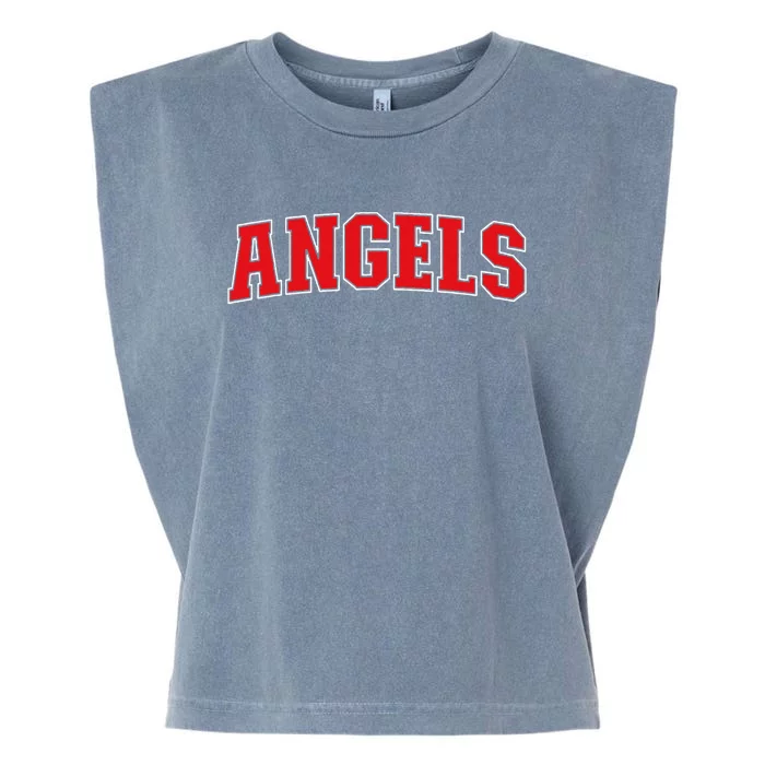 Angels California Souvenir Trip College Style Red Text Garment-Dyed Women's Muscle Tee