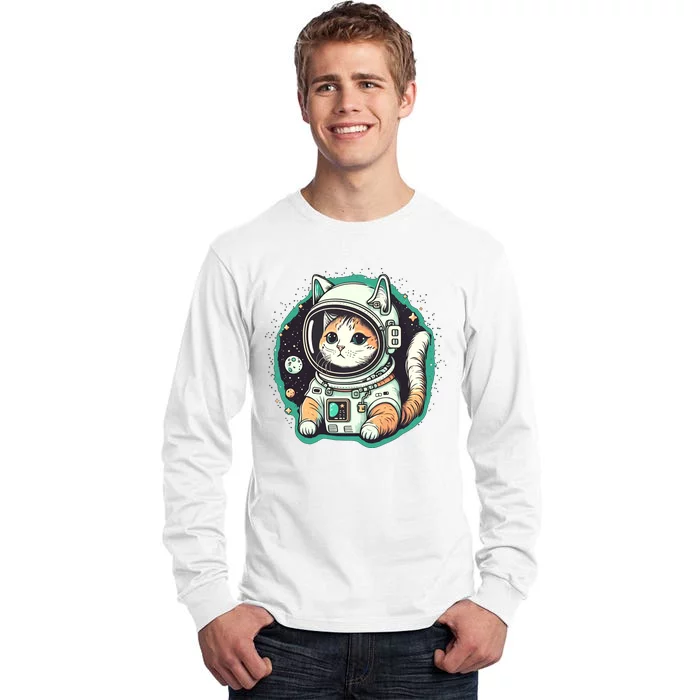 Astronaut Cat Space Helmet Tall Long Sleeve T-Shirt