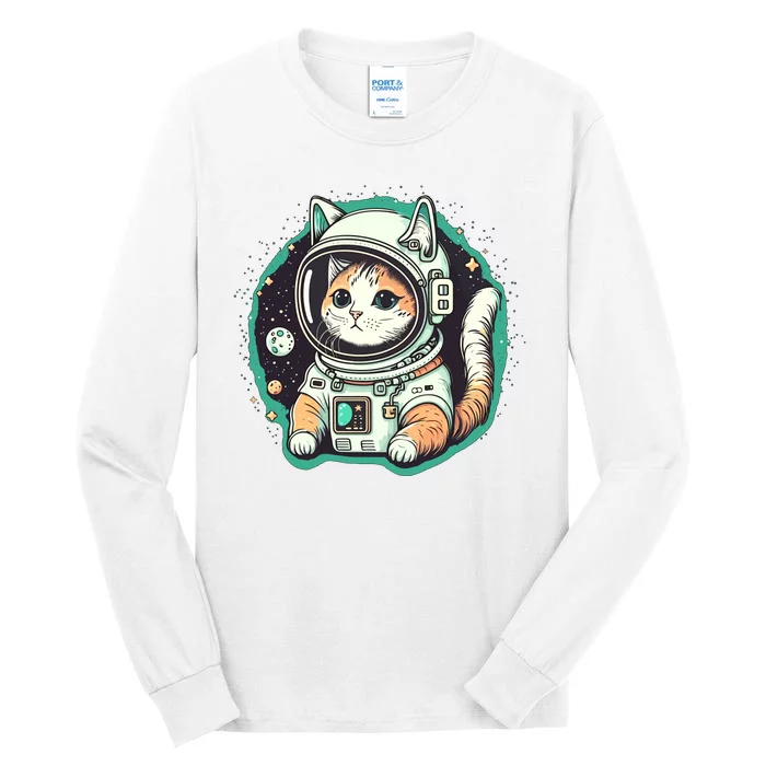 Astronaut Cat Space Helmet Tall Long Sleeve T-Shirt