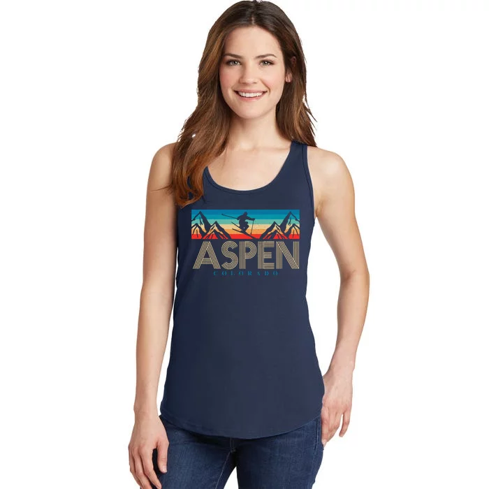 Aspen Colorado Ski Sunset Mountain Ladies Essential Tank