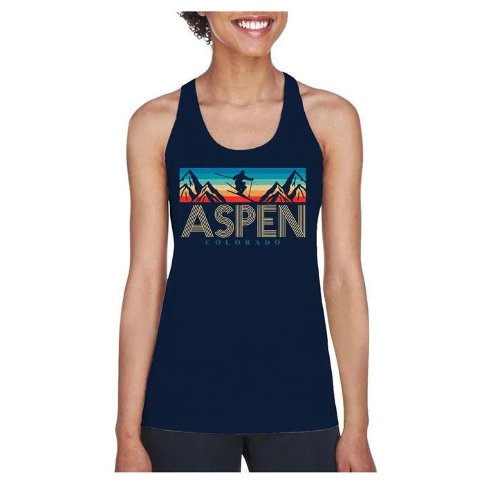 Aspen Colorado Ski Sunset Mountain Women's Racerback Tank