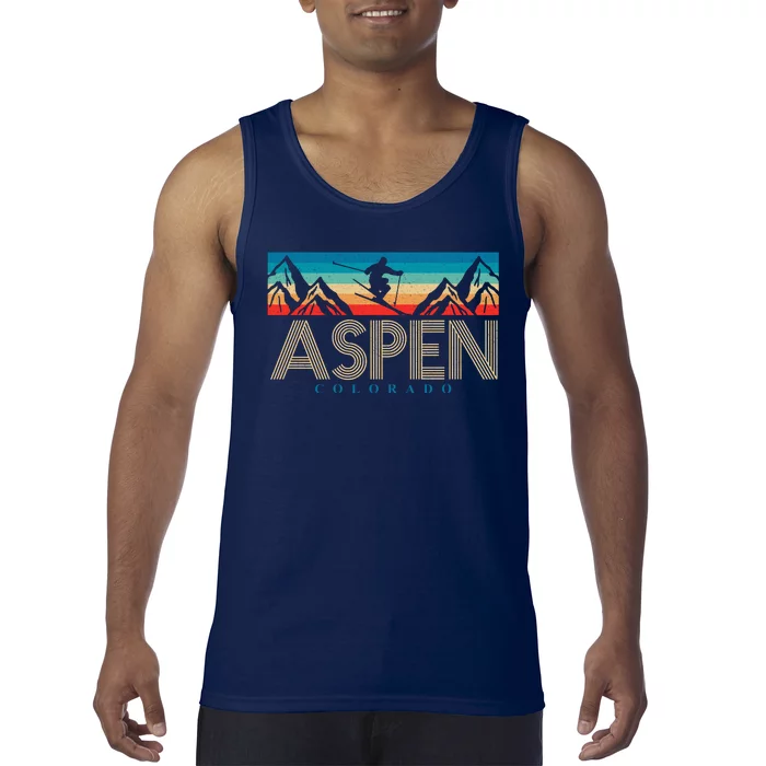 Aspen Colorado Ski Sunset Mountain Tank Top