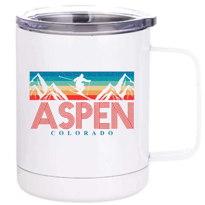 Aspen Colorado Ski Sunset Mountain Front & Back 12oz Stainless Steel Tumbler Cup