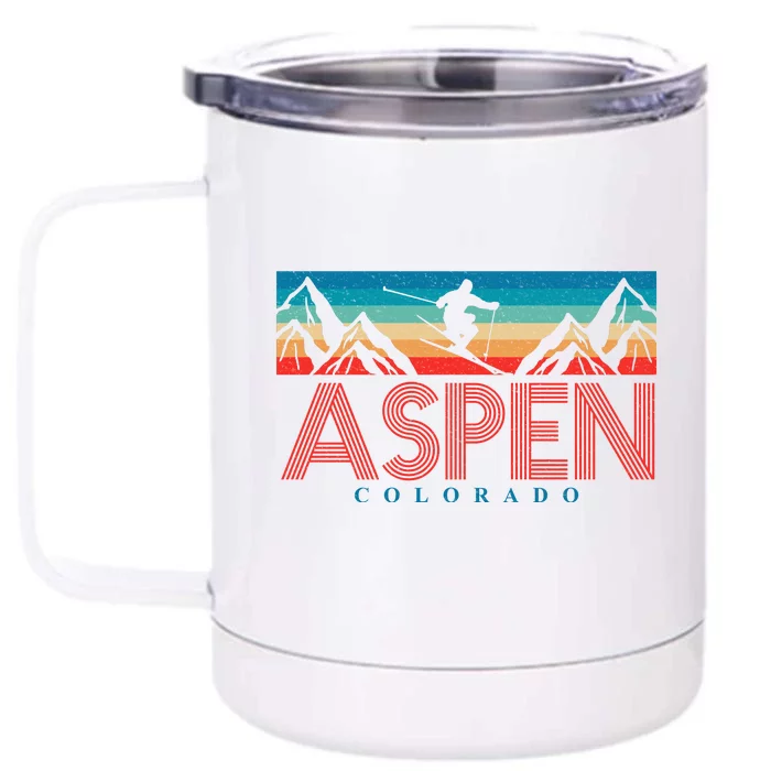 Aspen Colorado Ski Sunset Mountain Front & Back 12oz Stainless Steel Tumbler Cup