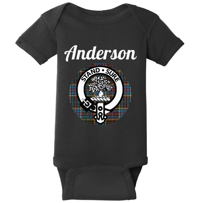 Anderson Clan Scottish Name Coat Of Arms Tartan Baby Bodysuit