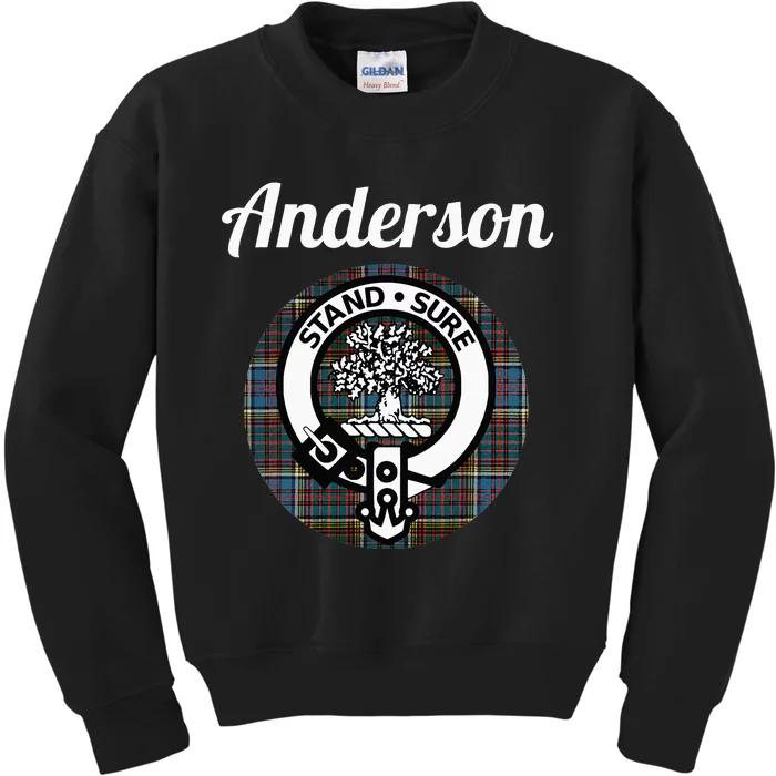 Anderson Clan Scottish Name Coat Of Arms Tartan Kids Sweatshirt