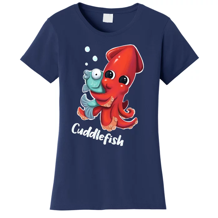 Adorable Cuddlefish Sea Life Illustration Cuttlefish Squid Women's T-Shirt