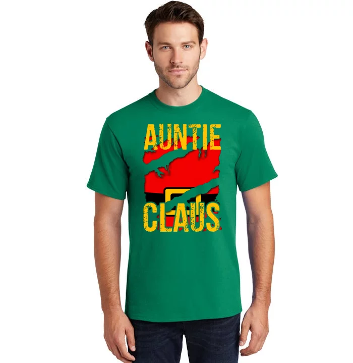 Auntie Claus Shirt Funny Christmas Santa Costume Matching Christmas Family Group Tall T-Shirt