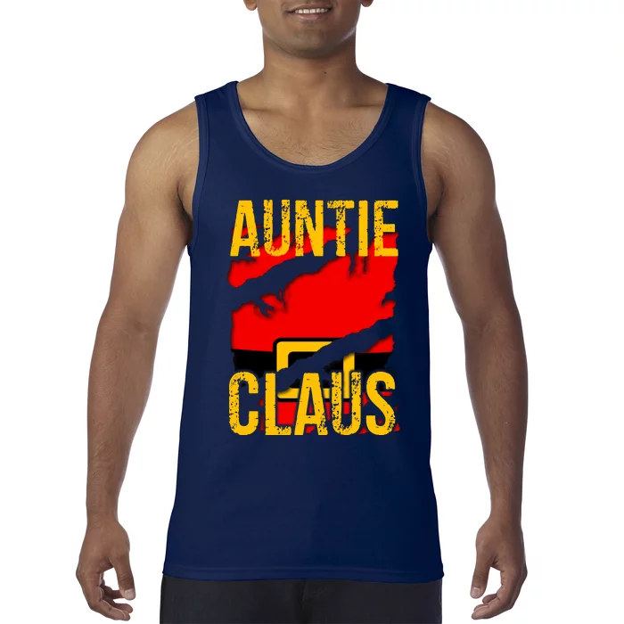 Auntie Claus Shirt Funny Christmas Santa Costume Matching Christmas Family Group Tank Top