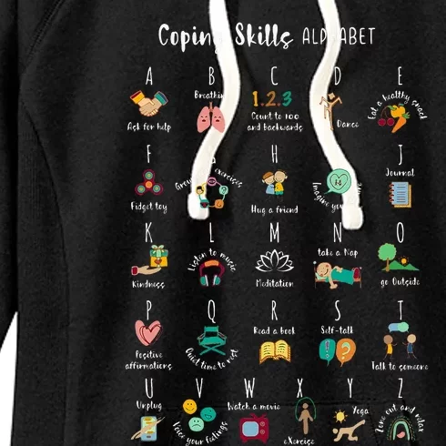 ABC Coping Skills Alphabet Self Care Tal Health Awareness Women's Fleece Hoodie