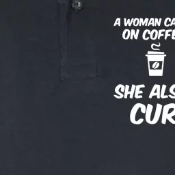 A Cannot Survive On Coffee She Also Needs Curling Great Gift Softstyle Adult Sport Polo