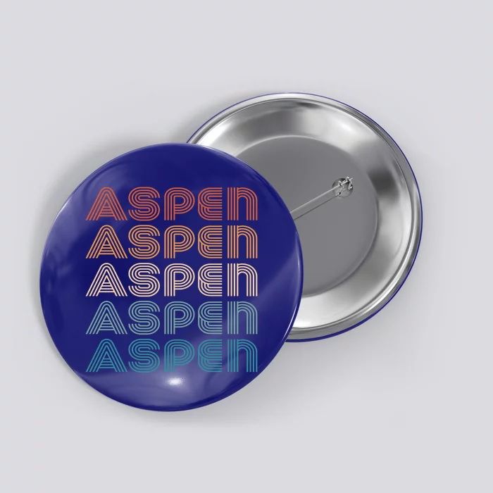 Aspen Colorado Skiing Mountain Retro Great Gift Button