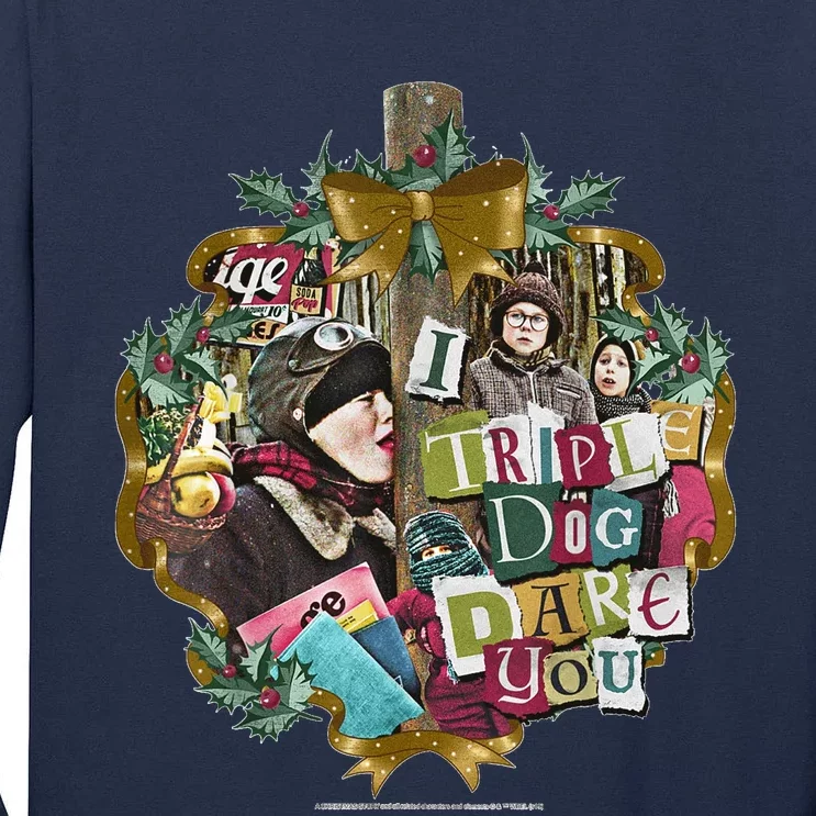 A Christmas Story I Triple Dog Dare You Collage Wreath Tall Long Sleeve T-Shirt