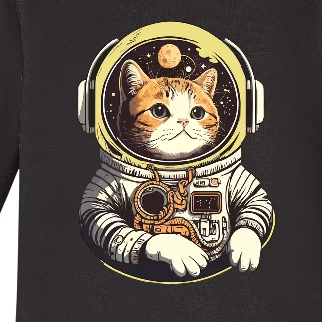 Astronaut Cat Space Helmet Baby Long Sleeve Bodysuit