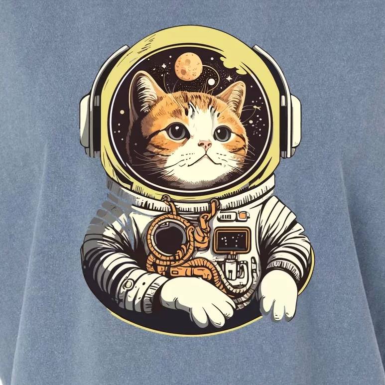 Astronaut Cat Space Helmet Garment-Dyed Women's Muscle Tee