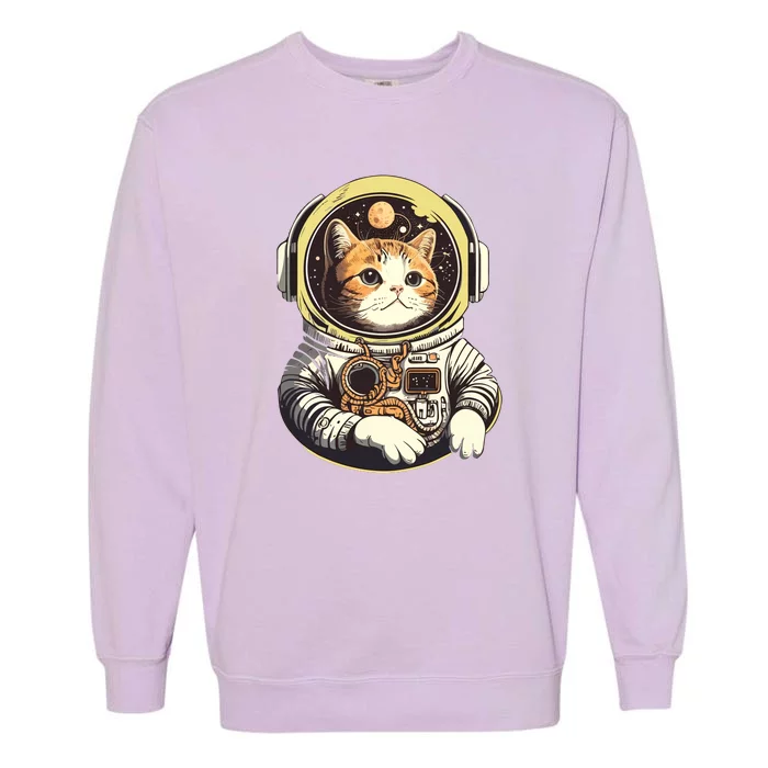 Astronaut Cat Space Helmet Garment-Dyed Sweatshirt