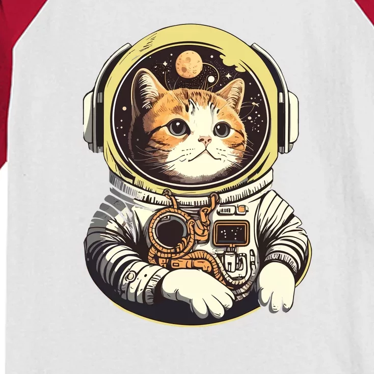 Astronaut Cat Space Helmet Kids Colorblock Raglan Jersey